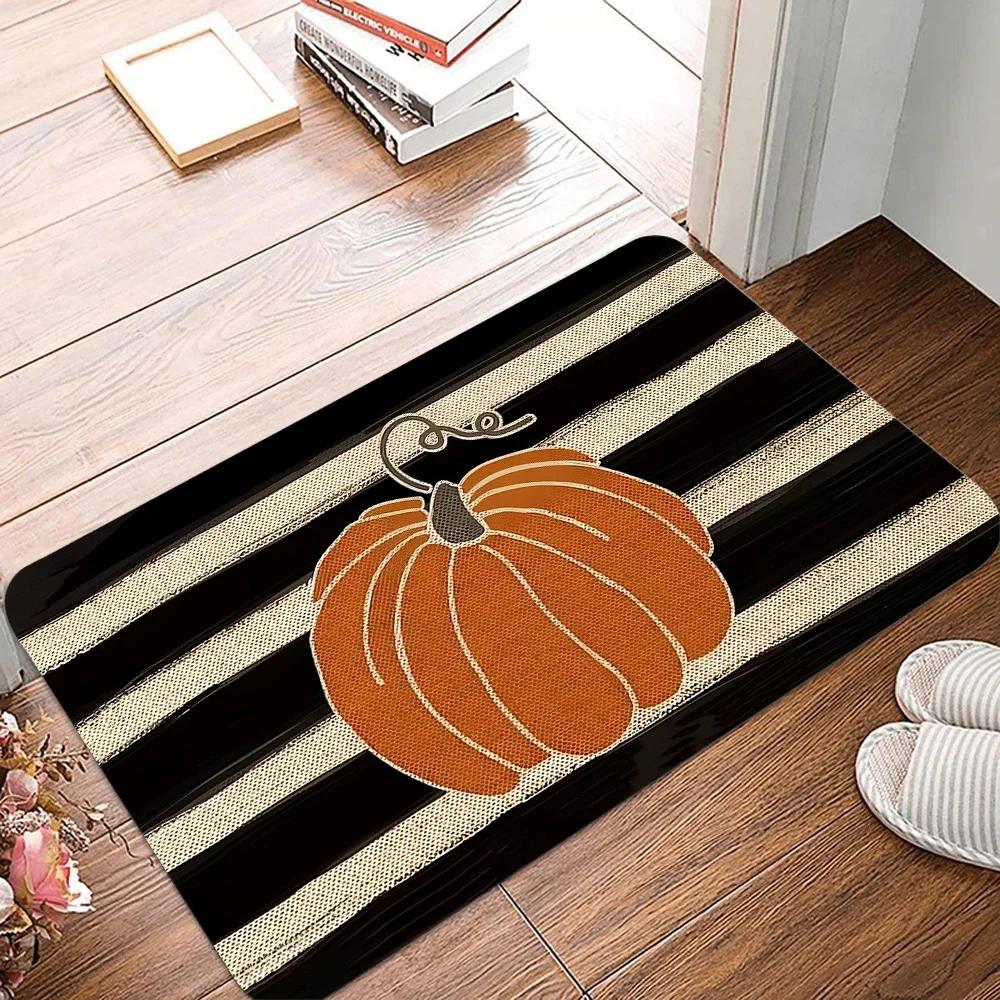 VIKAMA Happy Fall Yall Pumpkin Door Mat Thanksgiving Autumn Non-Slip Welcome Creative Decorative Seasonal Floor Mat for Home Dec