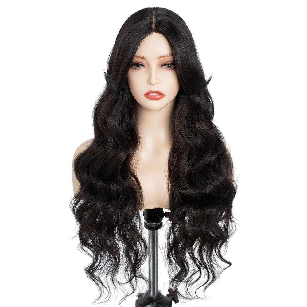 Synthetic Lace Wigs For Black Women Long 28 inch Body Wave Wavy Middle Part Lace Wig Ombre Blonde Brown Cosplay Wigs