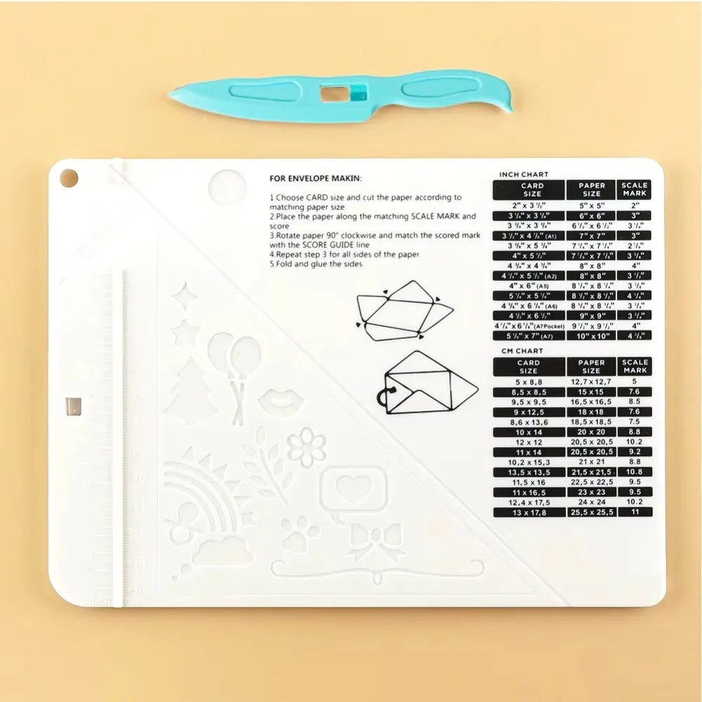 Plastic Paper Trimmer Scoring Board with Measuring Grid Multi-purpose Mini Score Board DIY Gift Box Letter Craft Paper Cutter