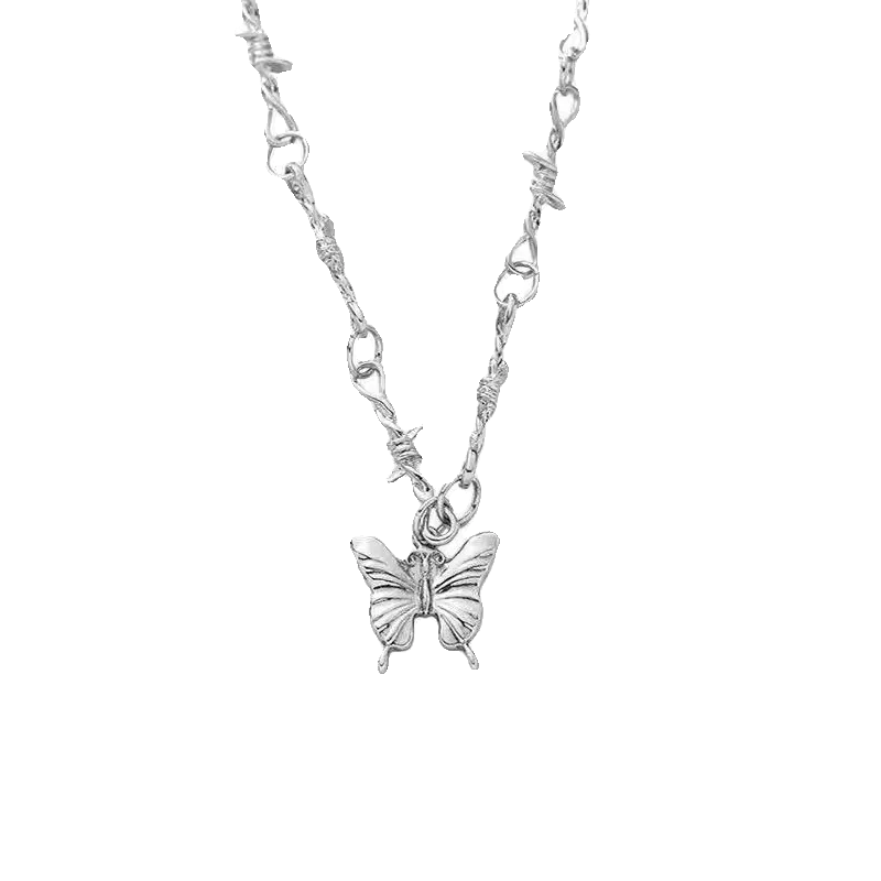 

Sterling silver necklace women's light luxury niche butterfly collarbone chain European and American style versatile hip hop