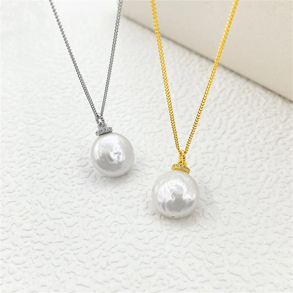

Korean S925 Silver Natural Baroque Pearl Necklace, Zircon Accent, High-End Niche, Women's Minimalist Temperament Collar