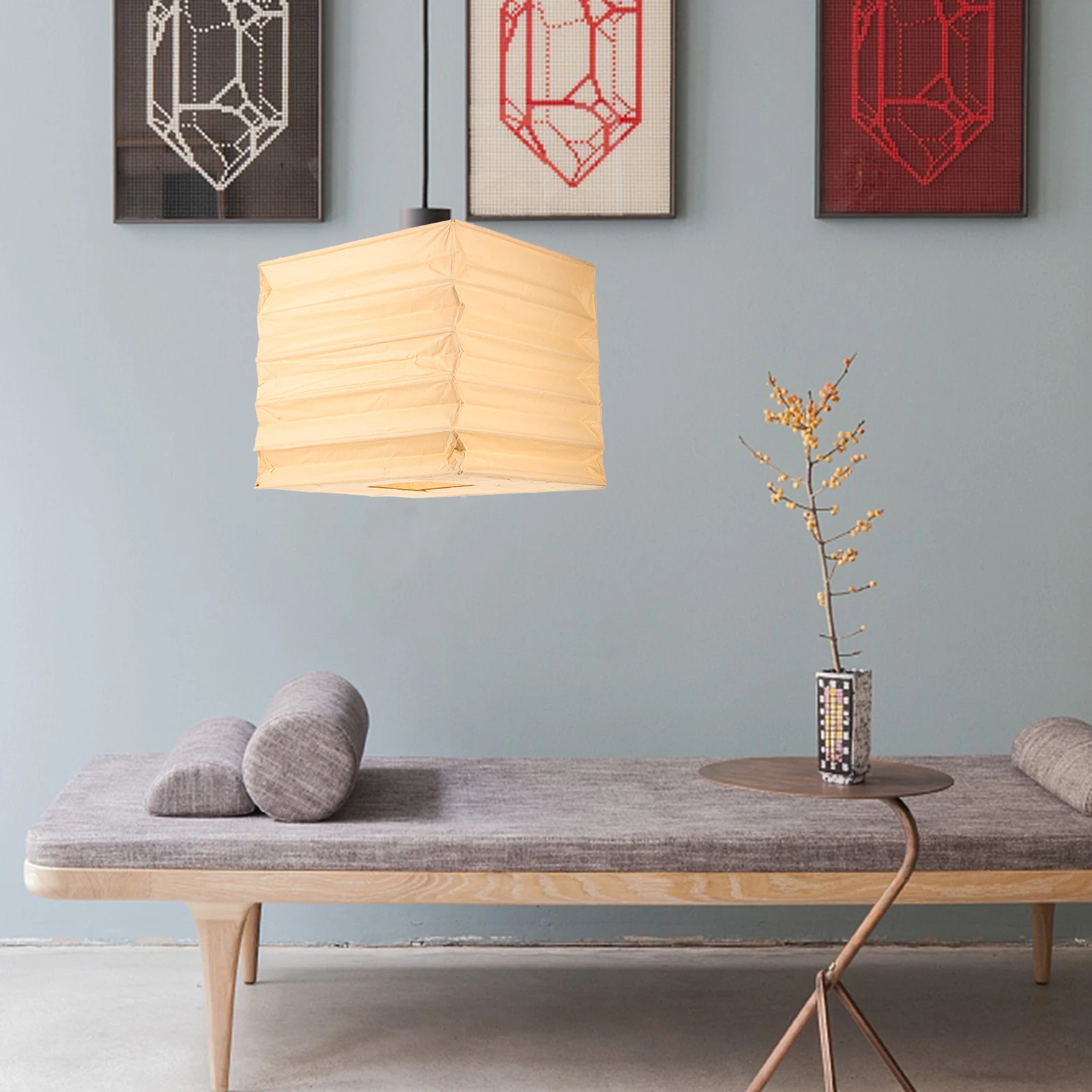 

Paper Lampshade Rustic Foldable Lantern Cover Durable Paper Ceiling Lamp Shade for Living Room Bedroom Decoration Warm