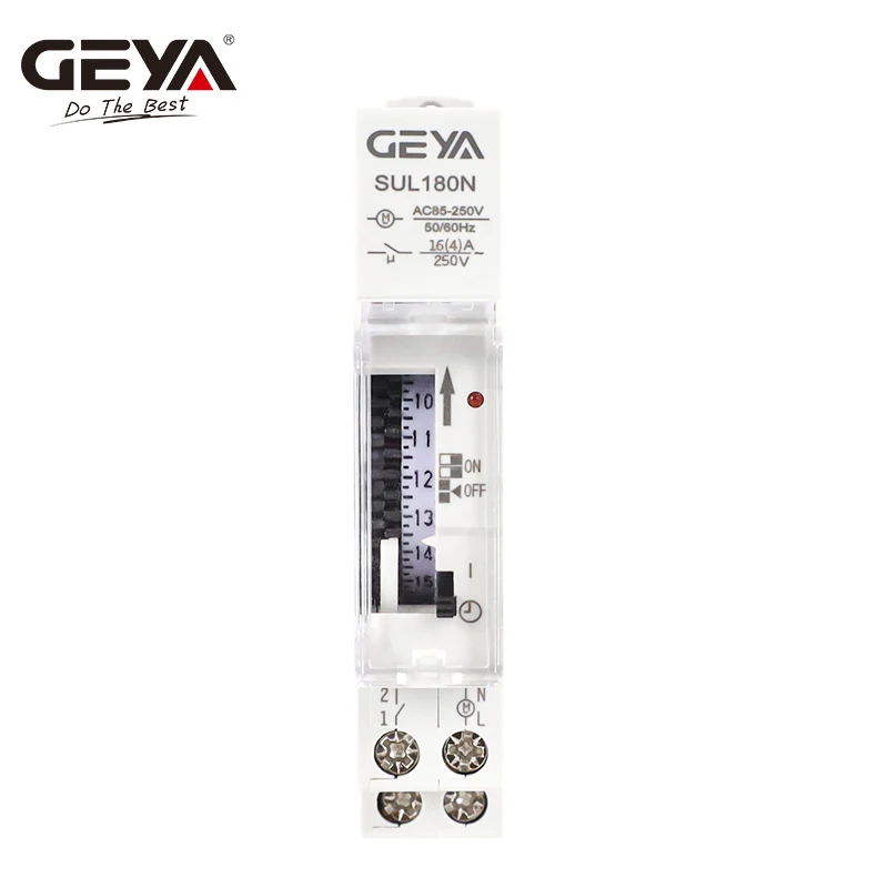 GEYA  SUL180N  Din Rail Mechanical Timer Switch 96 times on/off per Day Time Set Range 15 Mins Timer 220V with LED Indicator