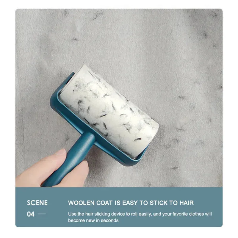 1Pcs New Tearable Roll Paper Sticky Roller Brush Pet Hair Remover Clothes Carpet Cleaning Brush Plush Razor Household Tool