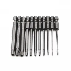 12Pcs Hex Bits Driver Tamper Proof Security Drill Magnetic Bit Set Torx Screwdriver Flat Head F1FC High Quality 50mm