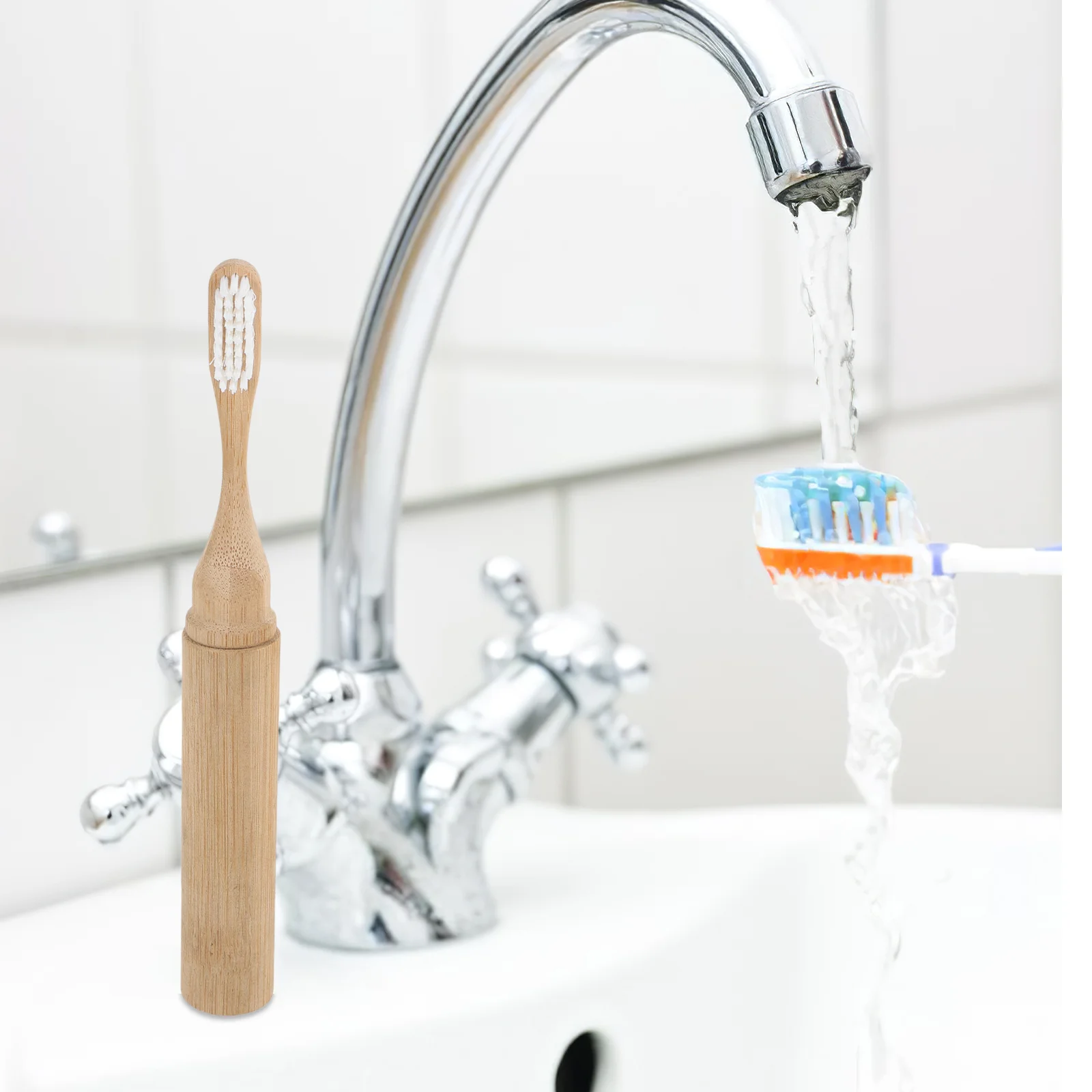 Folding Bamboo Toothbrush Portable Khaki Travel Soft Bristles Separate Toothbrushes Adult Men Women Kitchen Accessories Eco