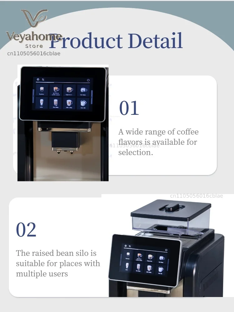 CE Electric Commercial Coffee Machine 19 Bar Espresso Machine Fully-Automatic Espresso Maker With Bean Grinder and Milk Frother - view 6