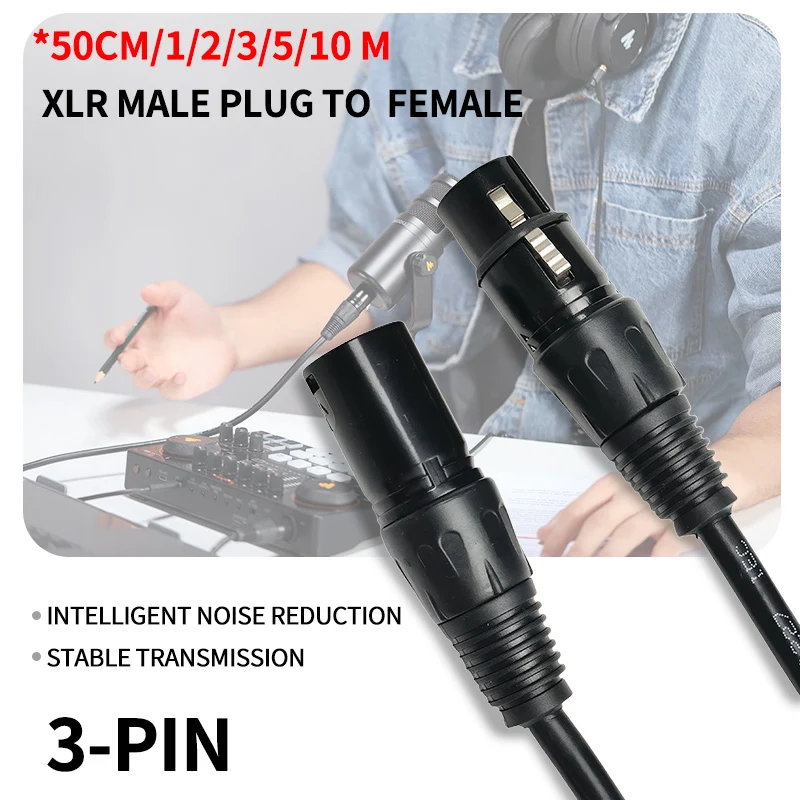 

3-PIN XLR Cable 3*18AWG Male to Female Microphone Stage Light DMX Cable for Audio Mixer Speaker Amplifier