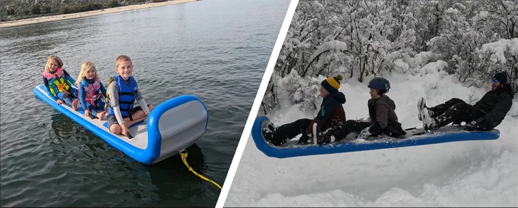 Tubi da neve gonfiabili a punto goccia Pisti da neve per slittino invernale resistenti con manici per bambini e adulti