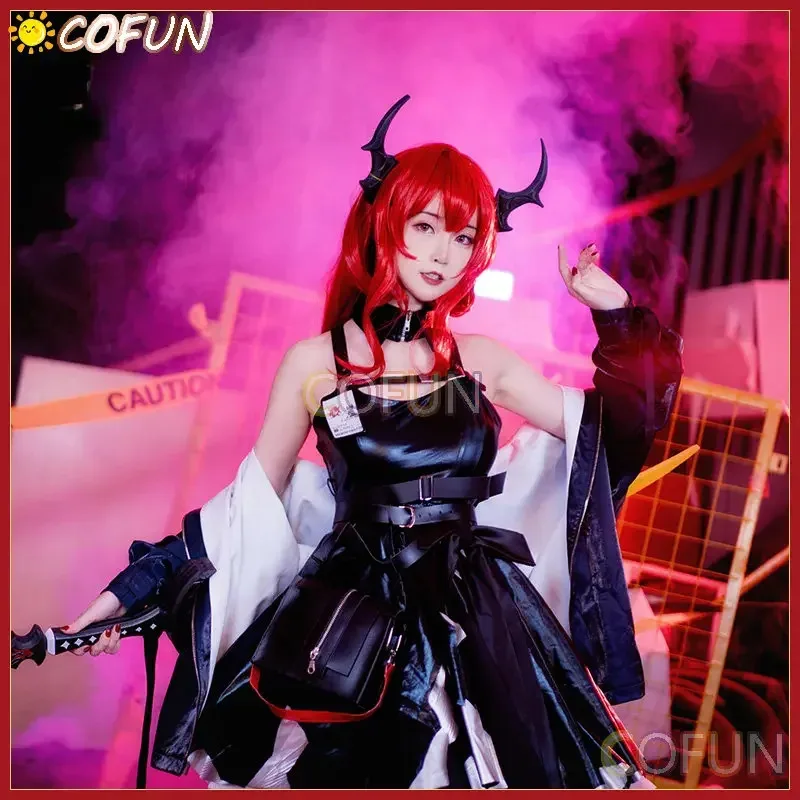 

CyCOFUN Game Arknights Surtr Косплей Костюм Хэллоуин Одежда Женская Аниме Платье Черная Сексуальная Одежда Парик