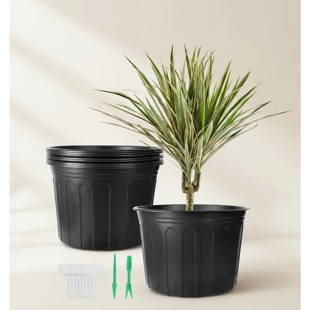 

12 Pack 5 Gallon Thickened Nursery Pots with Plant Tags & Transplant Tools for Gardening