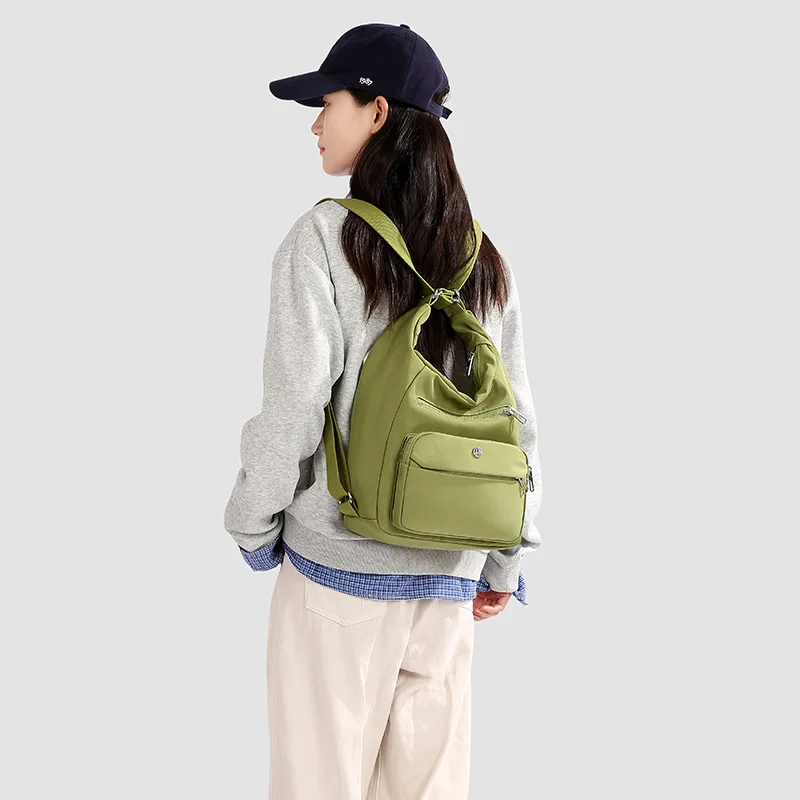 Picture 4: Nylon fabric lightweight multi-pocket women's crossbody bag, multi-functional backpack, large-capacity single-shoulder bag