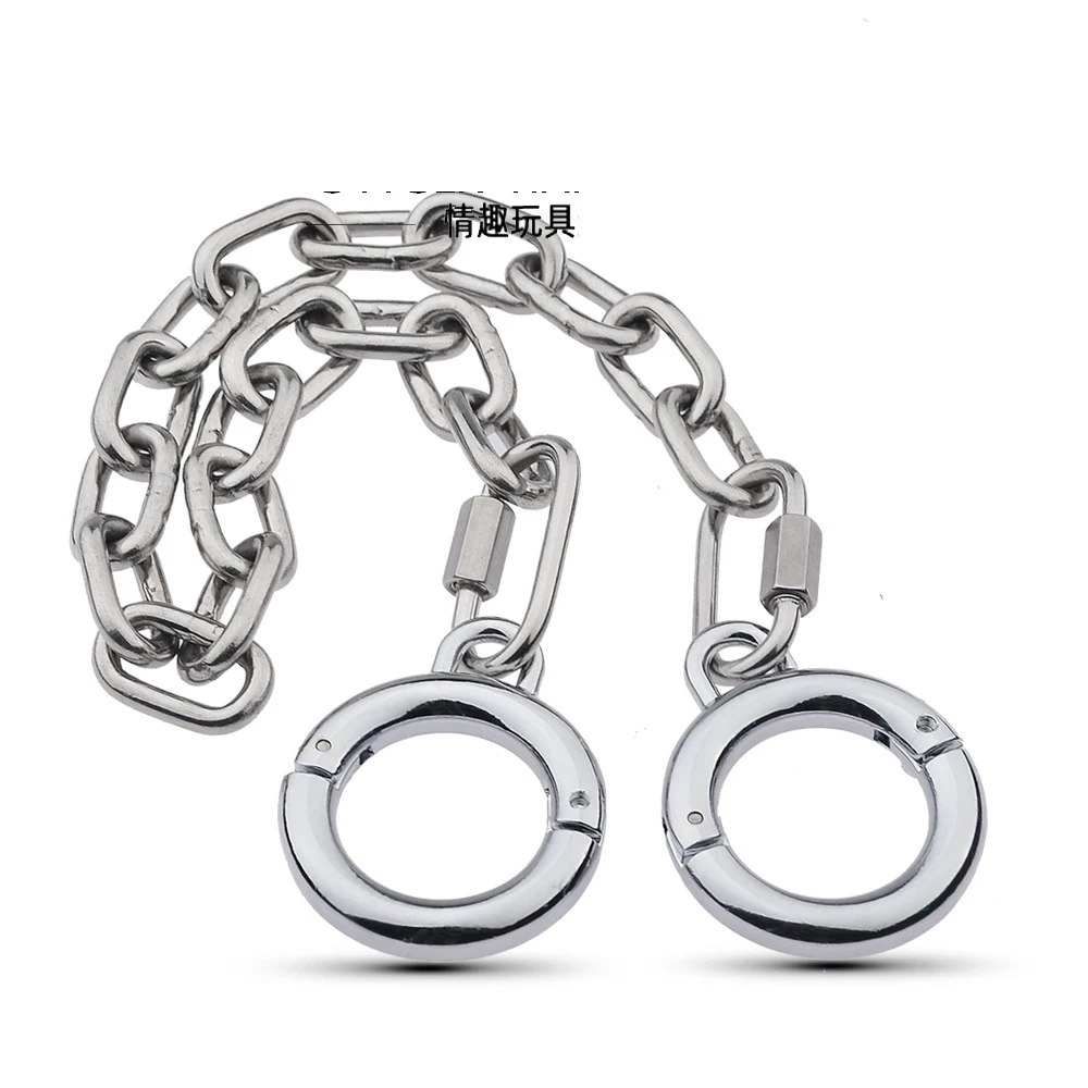 Unisex Stainless Steel Toe Cuffs Slave Shackles Manacles Lockable Slave Restraint Bondage Chain Sex Toys for Couples Adult Games