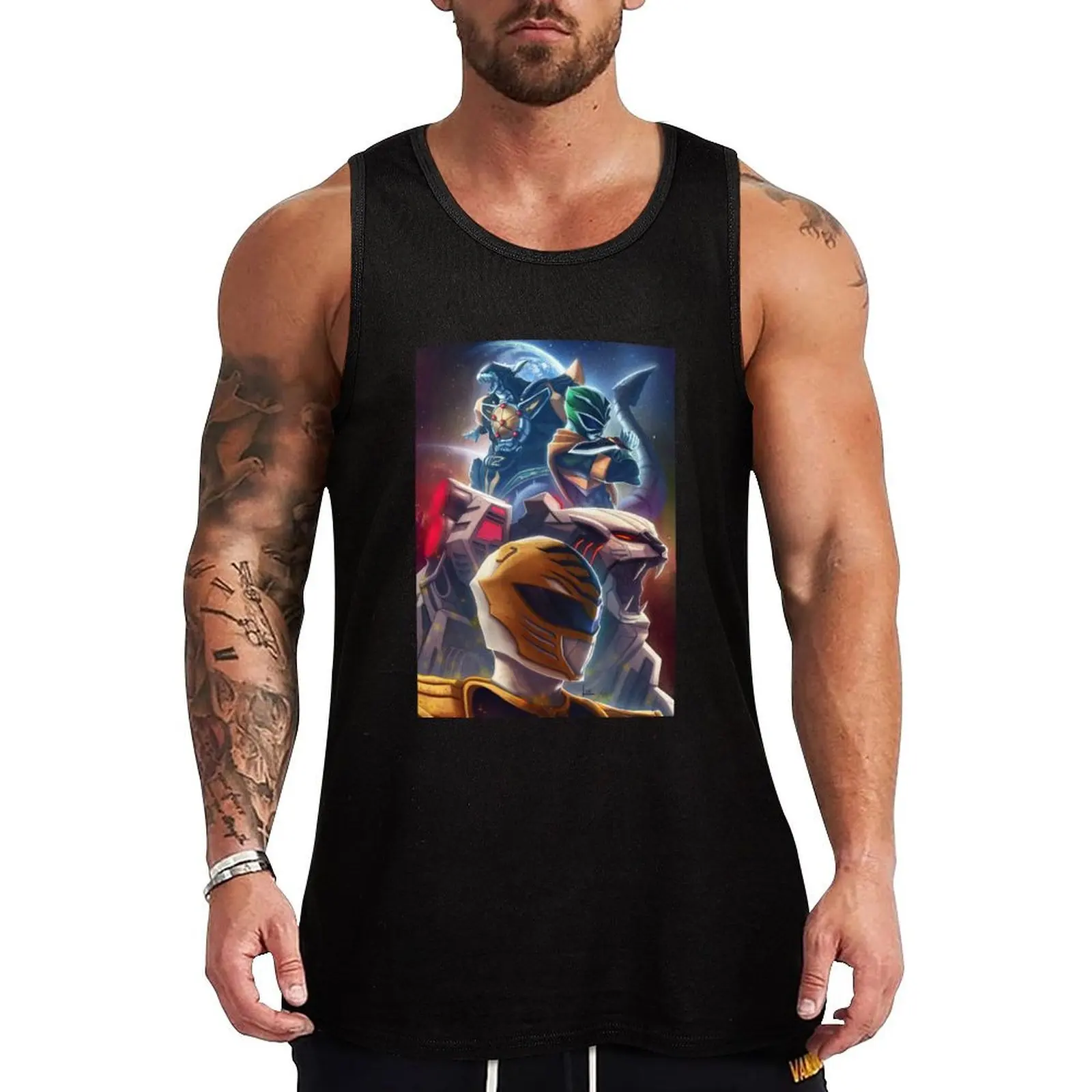 White Green Rangers Tank Top Athletic Cut Tank Top Gym Workout Sleeveless Shirt