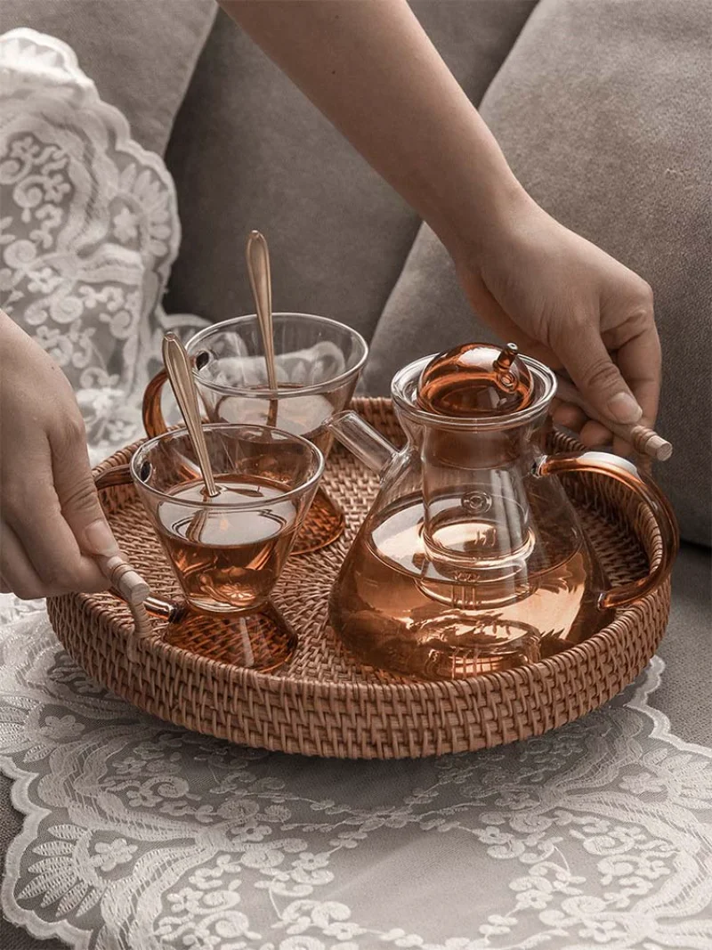 Faz Flower Teapot Set Nordic Wind High Temperature Resistant Brewing Tea Glass Tea Cup Tea Set Home Creative Brewing Teapot