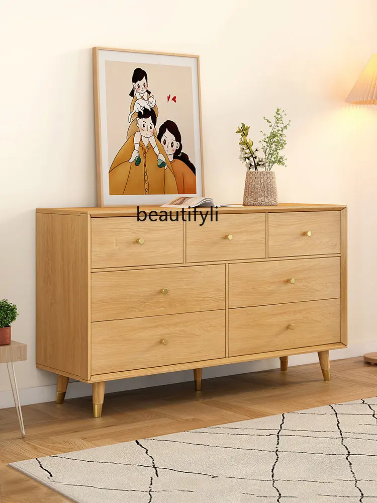 

Solid Wood Chest of Drawers Living Room Cabinet Locker Multi-Functional Drawer Bedroom Storage Cabinet Chest of Drawers