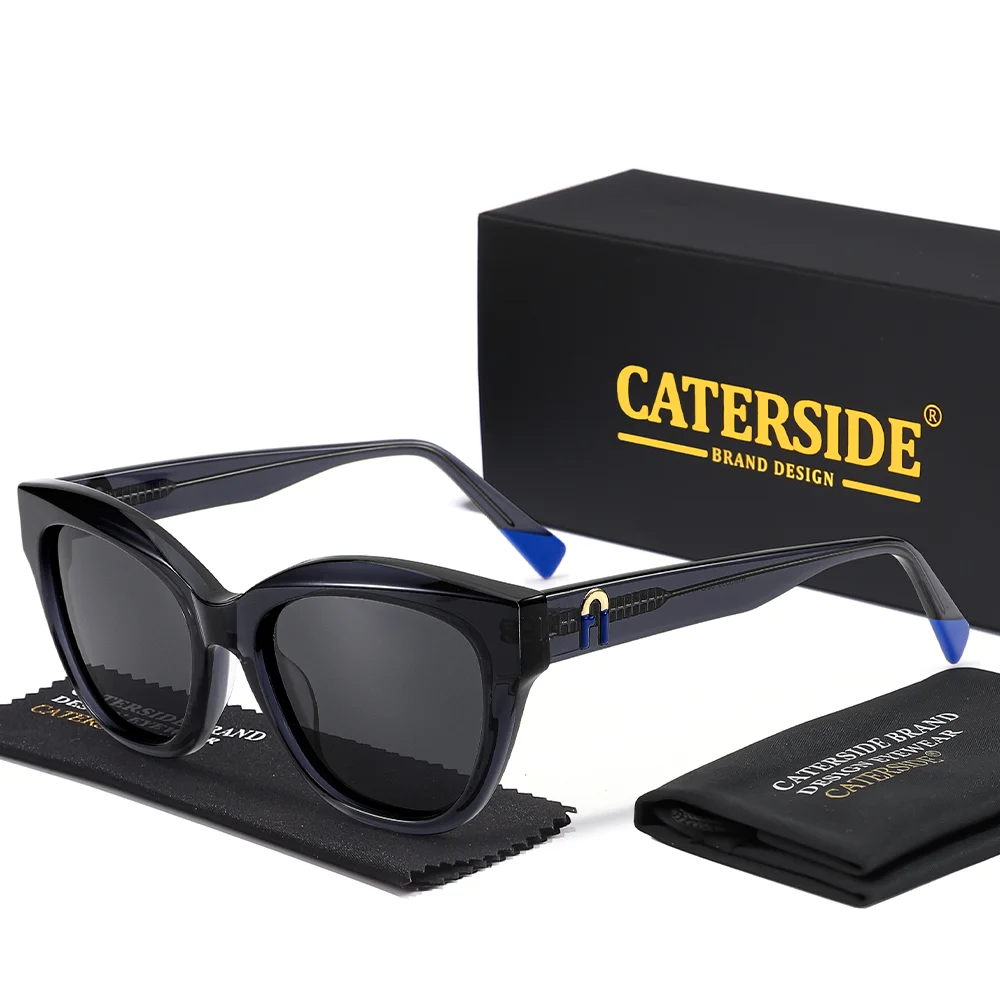 CATERSIDE Unisex Mode Polarisierte Sonnenbrille Acetatfaser Dicker Rahmen Reise Business Party Luxus Dekorative Brille UV400 – Detail 7