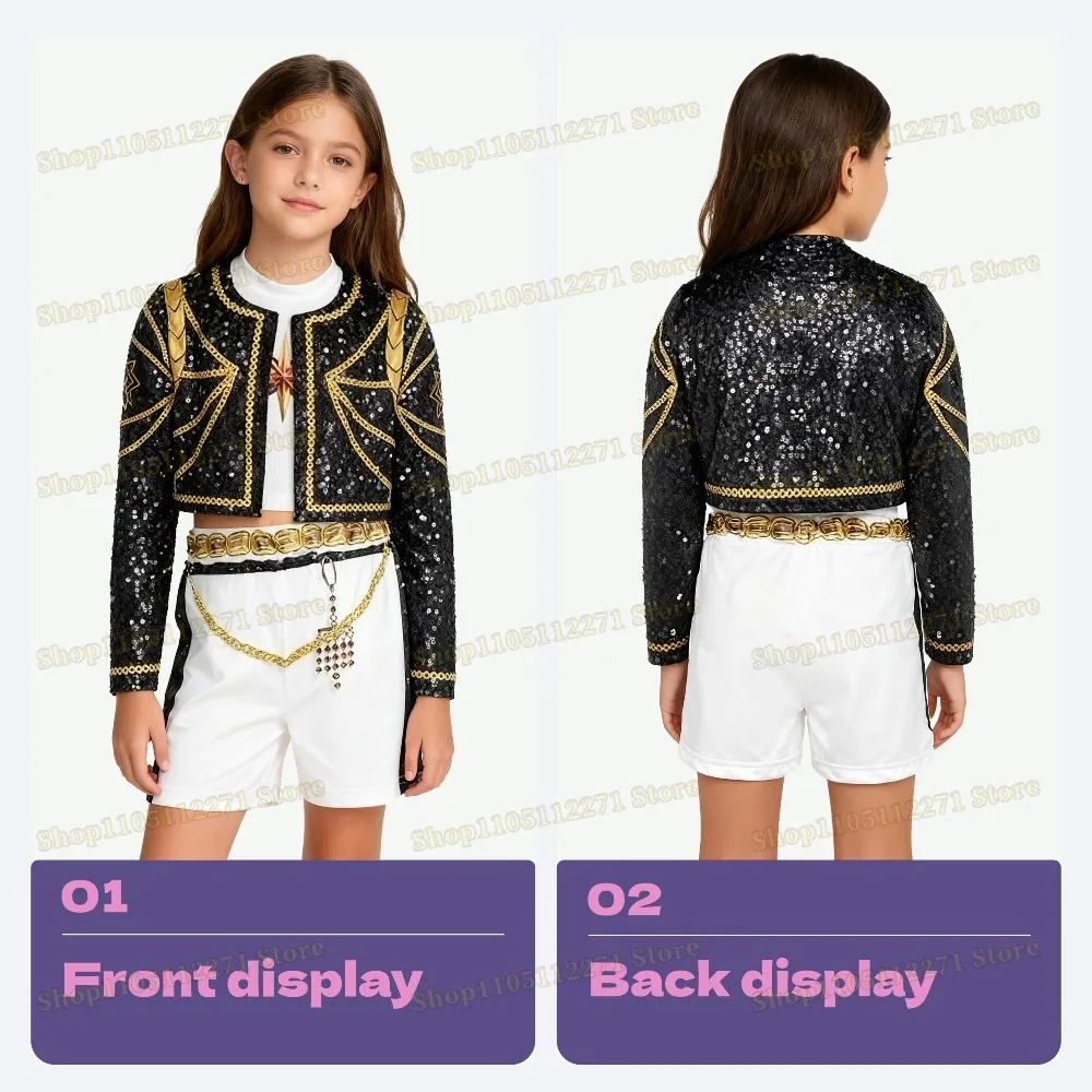 Anime Idol Girls Kpop Demon Hunters Rumi Zoey Mira Cosplay Full Suit Set Costume Stage Performance Children Halloween Party