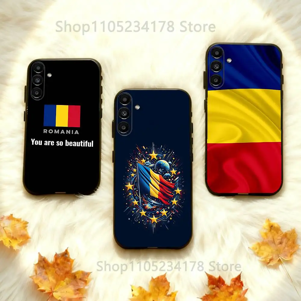 

Flag of Romania Phone Case For Samsung A73,72,51,53,52,71,22,5G,Note,J7,8,9 Classic Versatile Black Soft Shell