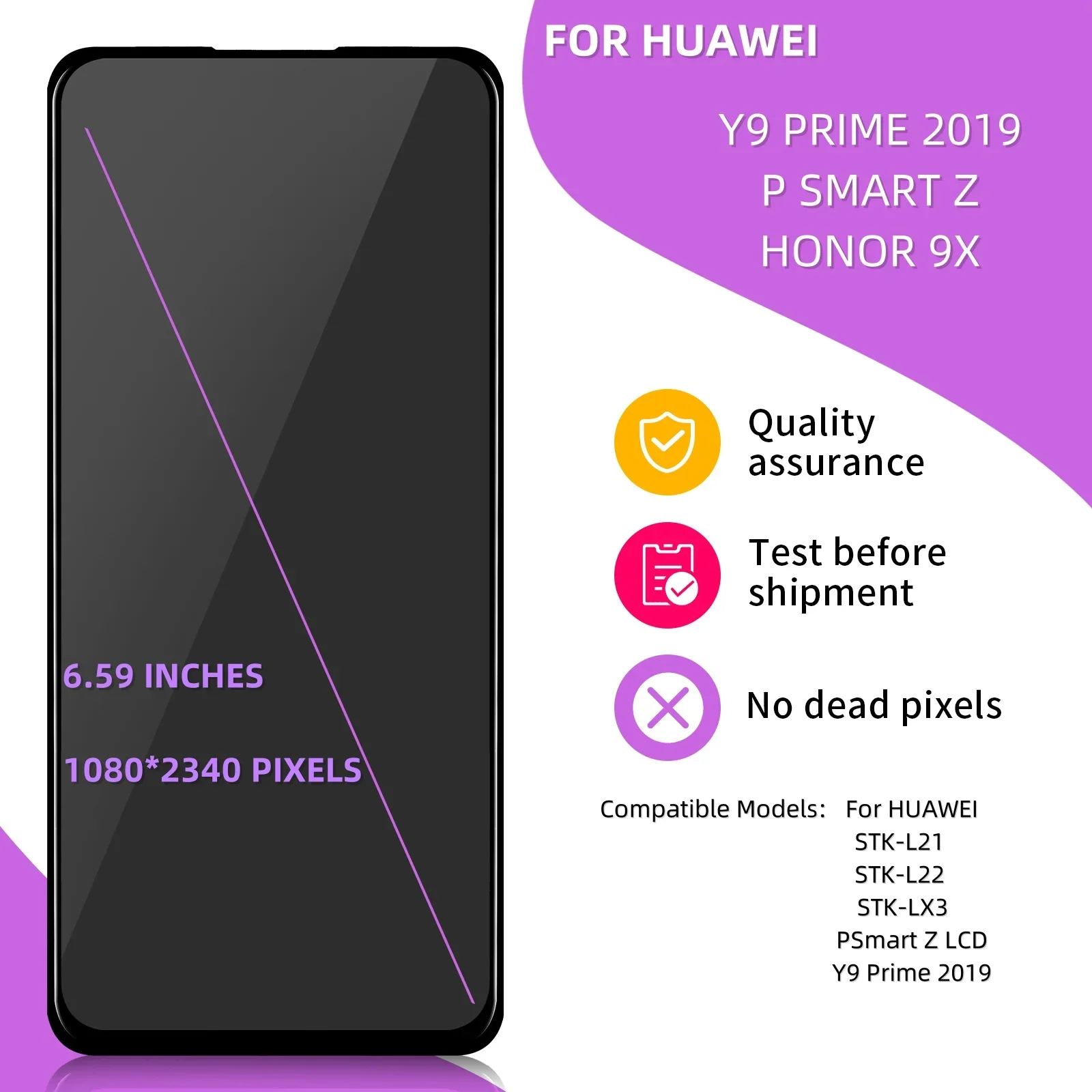 6.59 "Voor Huawei Y9 Prime 2019 P Smart2 Honor 9x Lcd-Scherm Touchscreen Digitizer Telefoon Lcd-Scherm Vervanging Voor Y9 Prime 20