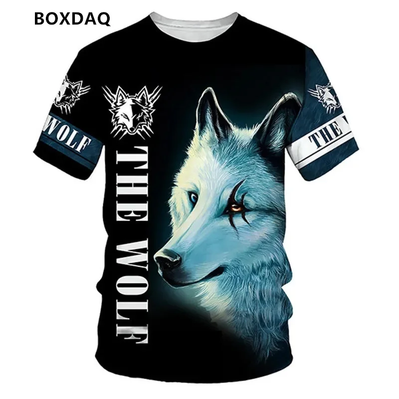 Men's 3D Printing Wolf T-Shirts Loose O-Neck Short Sleeve Street Style Male Tee 6XL Plus Size Animal Pattern Casual Tops