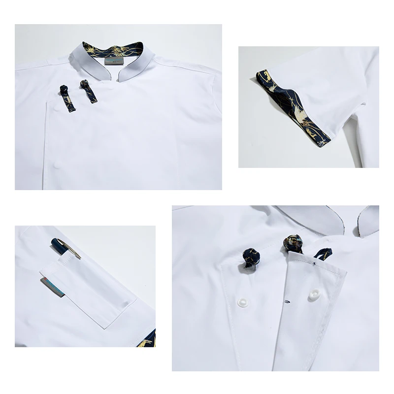 Men Professional Chef's Jacket Comfortable Stretch Restaurant Uniform Bakery Waiter Working Coats Delicate Kitchen Overalls