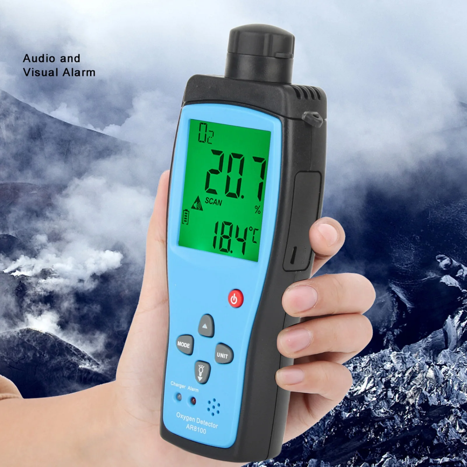 AR8100 Handheld O2 Meter Rechargeable Oxygen Detector for Outdoor Industry Gas Analyzer Gas Detection Oxygen Detector Gas Tester