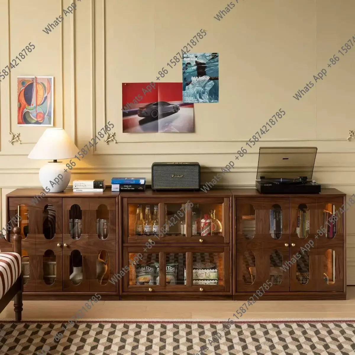 New Chinese-style Solid Wood TV Cabinet Living Room Household Small Apartment Storage Locker Can Be Customized X