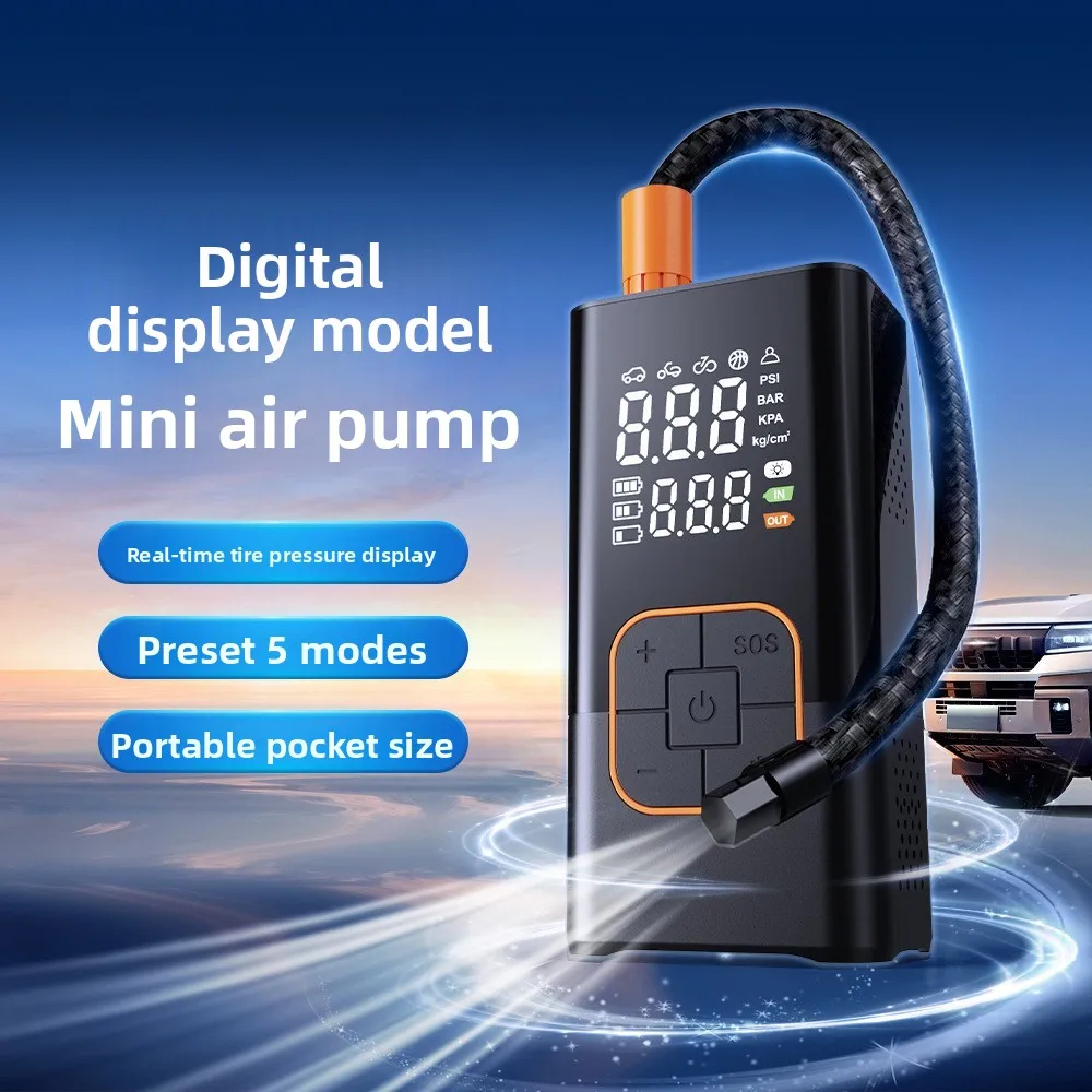 Picture 3: Mini Portable Electric Tire Inflator with Dual Digital Display, Wireless Rechargeable Air Compressor