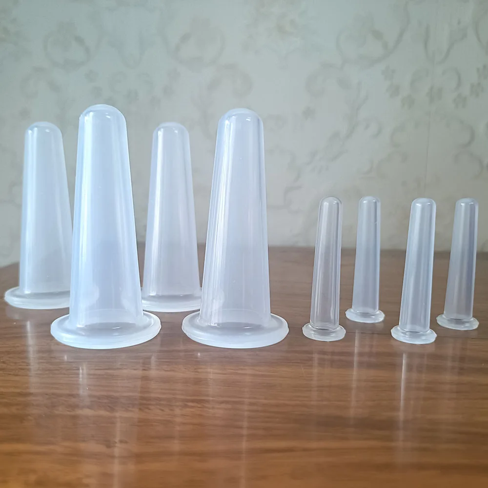 

8 упаковок набора для банок для лица, антицеллюлитные силиконовые вакуумные чашки для массажа лица и глаз, высокопрозрачные