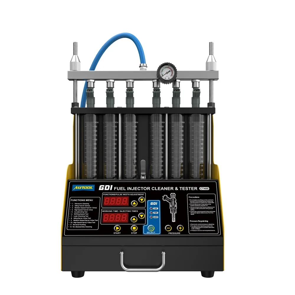CT400 GDI Fuel Injector Cleaner & Tester Machine 6 Cylinders Fuel Injector Cleaner Tester for Car & Motorcycle