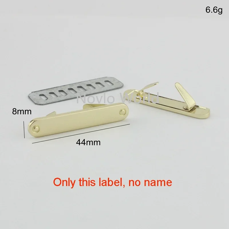 5-20-100 Pieces Label Write YOUR NAME 44*8mm Metal Logo Handbag Ornament Metal Purse Label Metal Custom Label For Bag Custom Tag