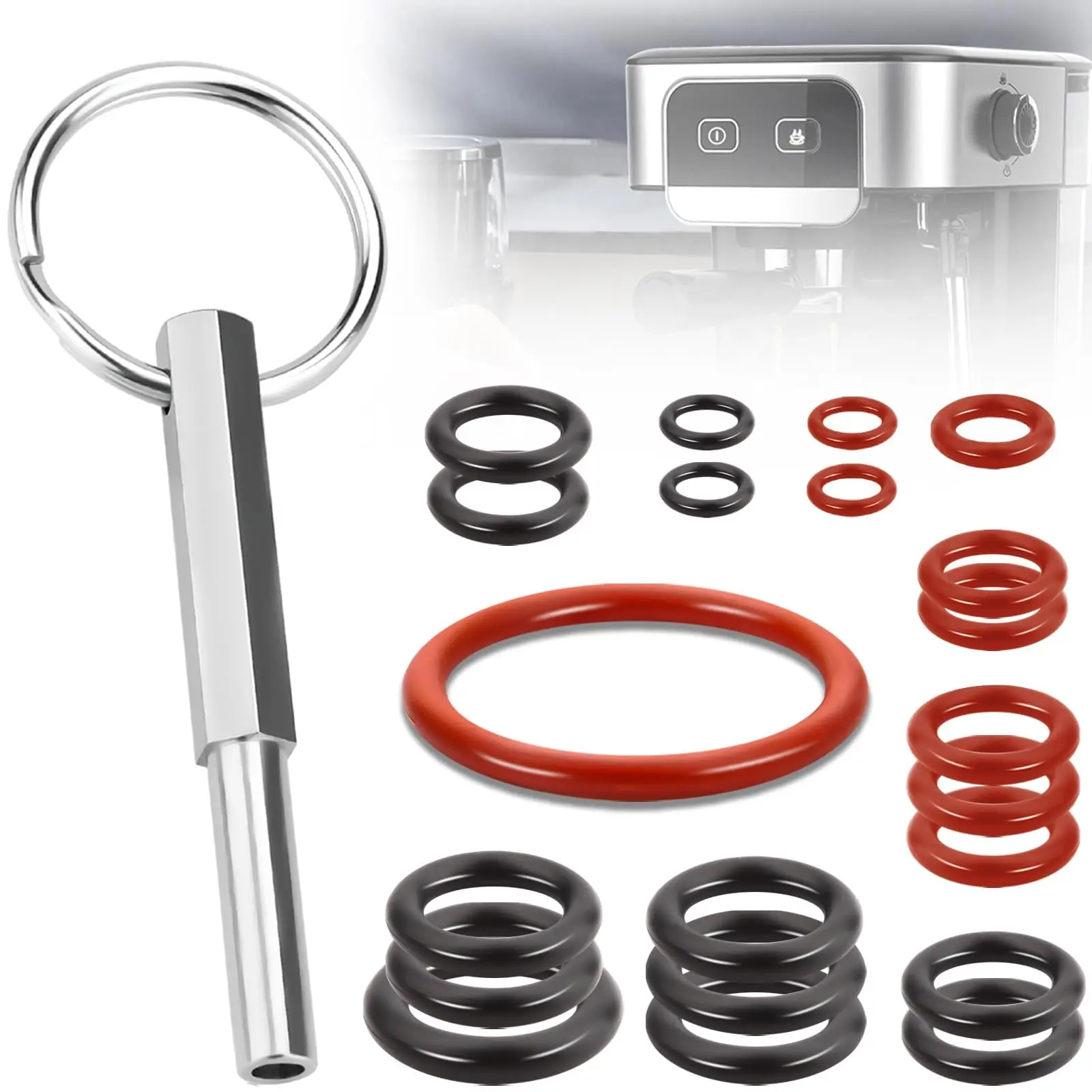 O-Ring-Set mit Ovalem Kopf und Schlüsselwerkzeug Großes Kit für J-ura Capresso/Impressa Maschinen Brühgruppe & Ablassventil O-Ring Passend für die Meisten Jura-Geräte