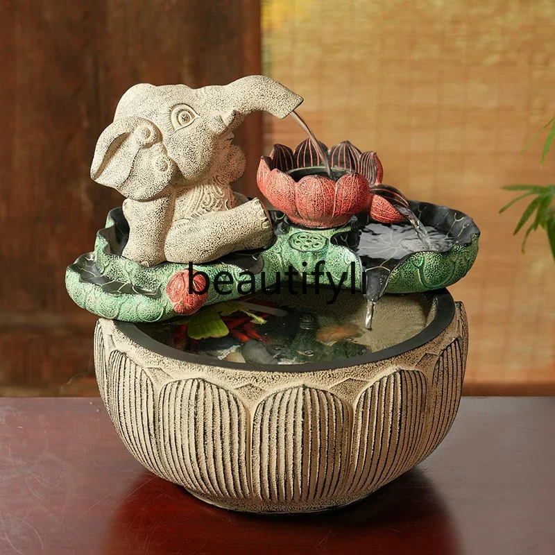 

Elephant running water ornament circulating water indoor office water system landscape fish tank small fish pond at home