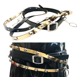 Black & Golden BAD Belt Sliver Rivet in Michael Jackson Punk Rock Style