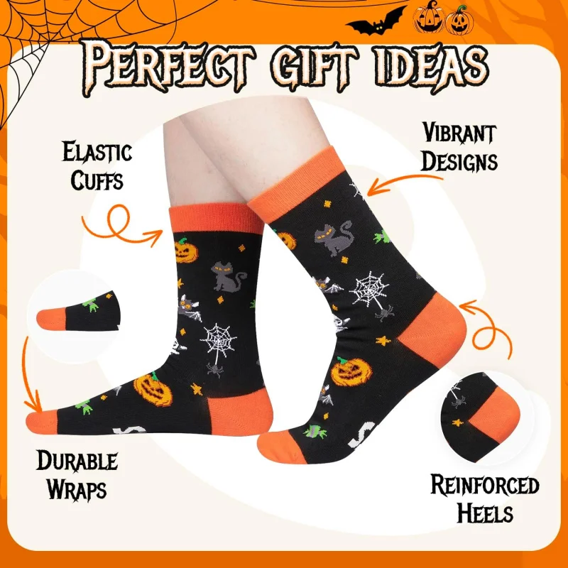 Pumpkin Socks Pumpkin Gifts Women Men -Gifts Horror Spooky, Black