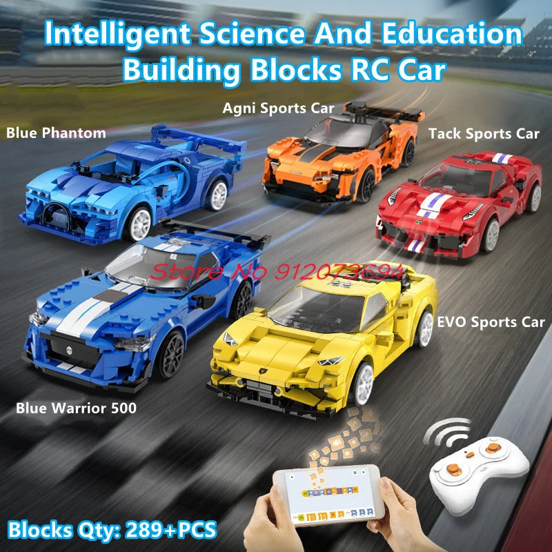 Intelligent Science Education Building Blocks RC Sport Car DIY Assembling Scratch Programming APP Bluetooth Control Toys For Boy