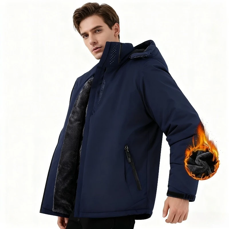 

Thickened Fleece Winter Jacket for Men Outdoor Windproof Waterproof Cotton Coat Warm Large Size Climbing Skiing Shooting