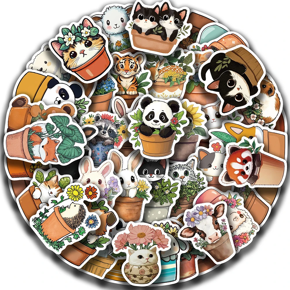 10/30/50 個面白い植木鉢動物クリエイティブステッカー防水落書き荷物オートバイギターかわいい漫画ステッカーデカール