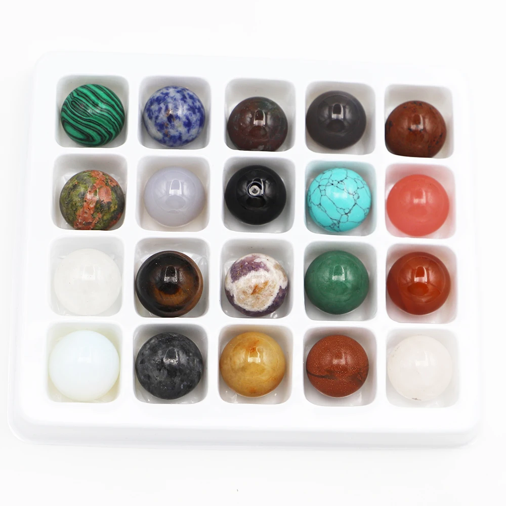 

Natural Stones Round Crystal Raw Ore Specimens Mineral Ornaments Mixed Gemstones Fashion Charms DIY Decors Home Decoration 20Pcs