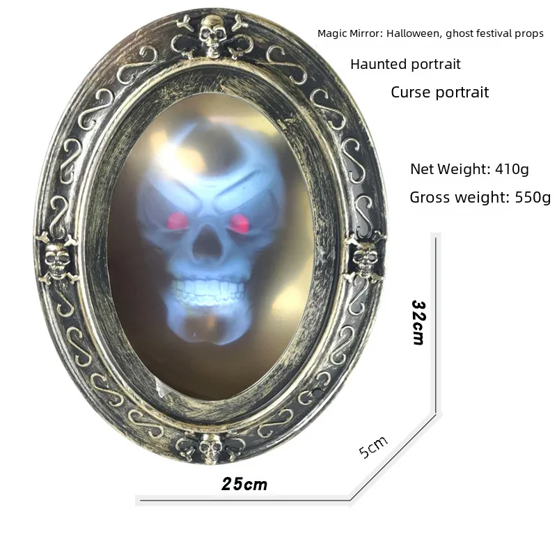 Snow White Mirror Halloween Ghost Festival Haunted House Decoration Cursed Portrait BarKTVDecorative Acousto-Optic Magic Mirror