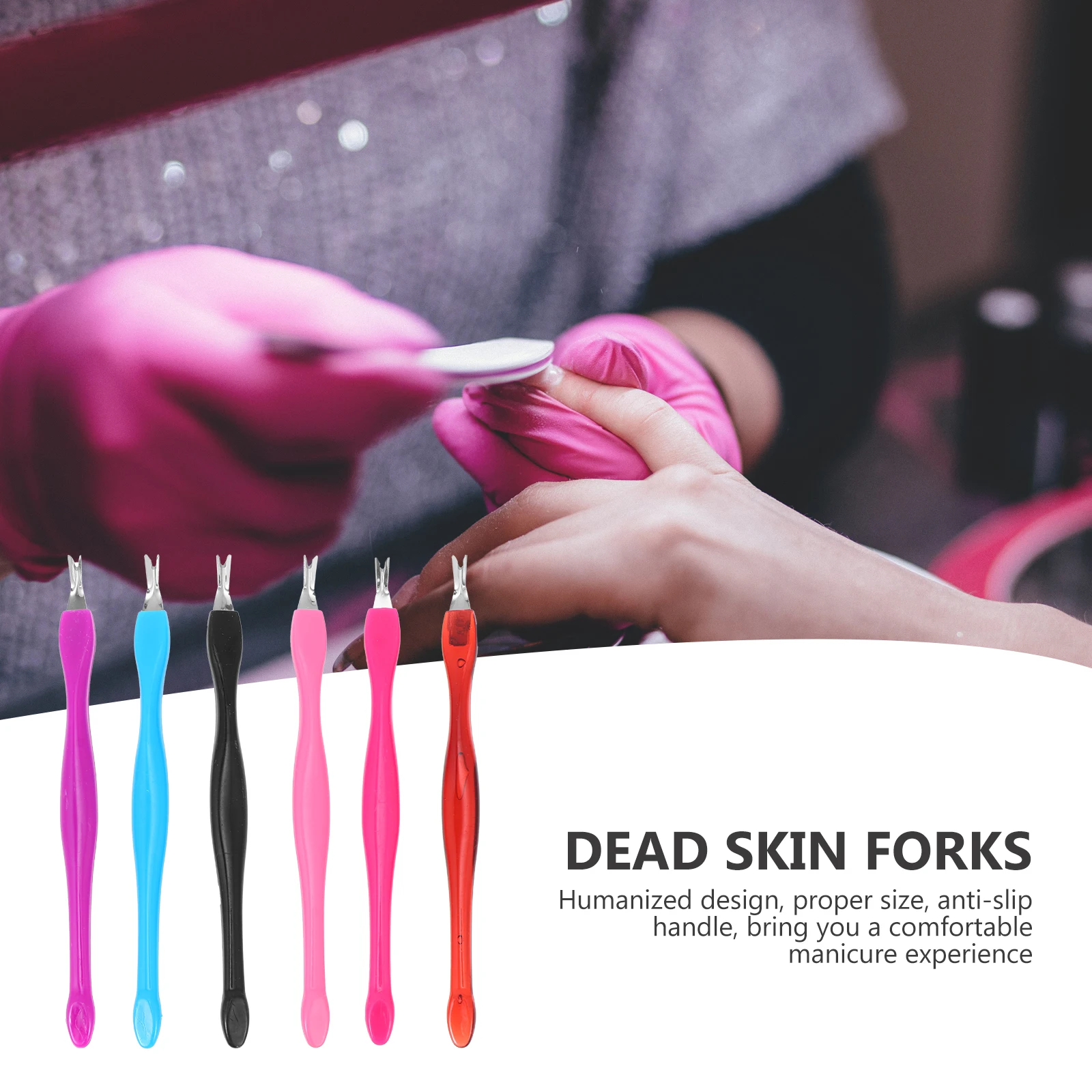 

30pcs Dead Skin Fork Cuticle Remover Lightweight Anti-Slip Handle Nail Art Tool For Manicure Pedicure Professional Home Use