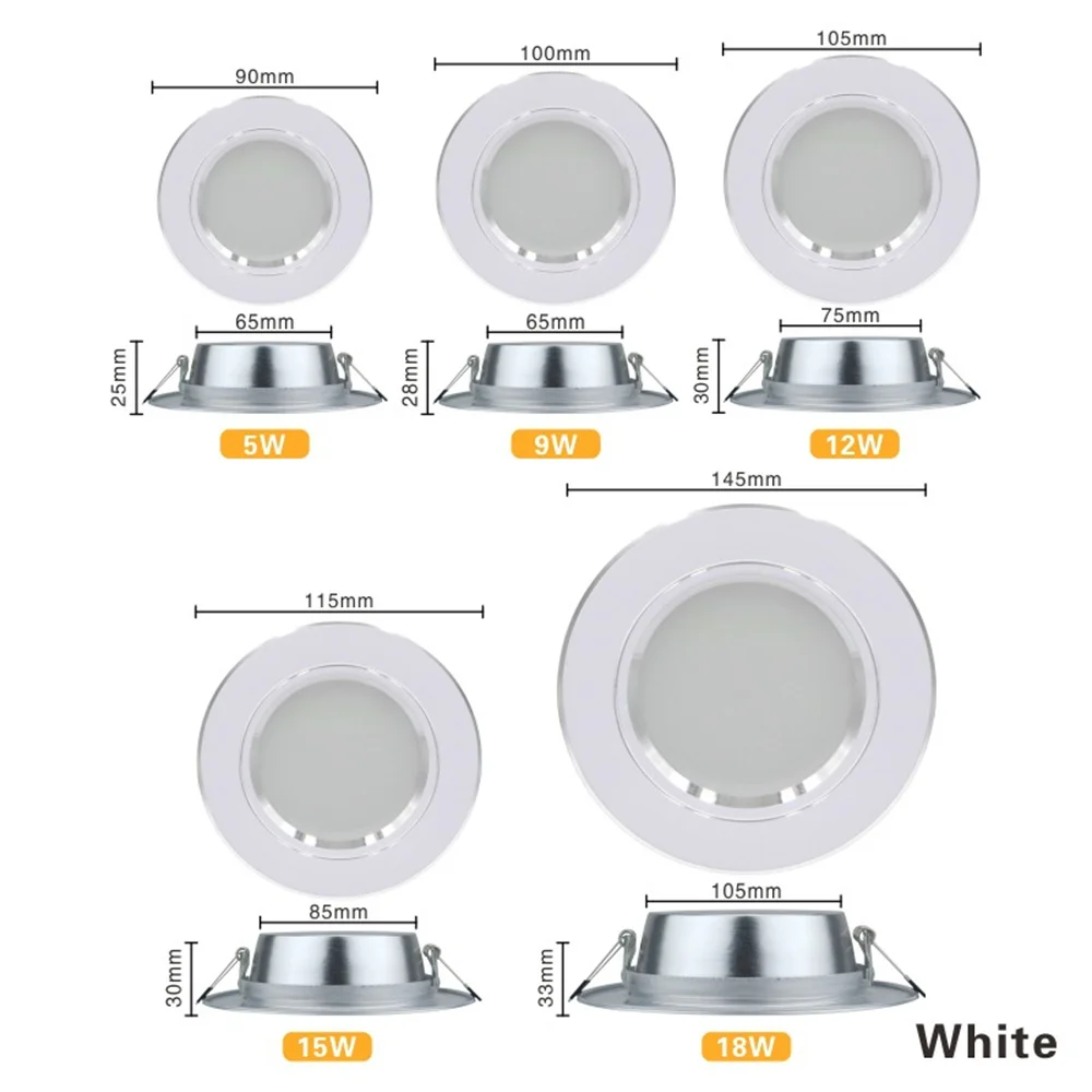 Imagem -03 - Alto Brilho Redondo Recesso Teto Led Spot Comercial Interior Quarto Downlight 220v 5w 9w 12w 15w 18w 14 Pcs Entrega Rápida 6-9 Dias de Entrega Livre