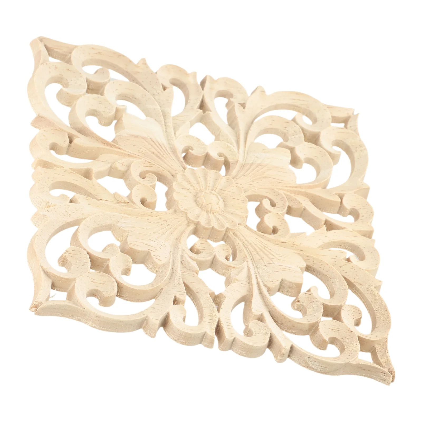 High Quality Woodcarving Decal Wood Applique Solid Wood Square Decals Wood Miniature Corner Applique European Hollow