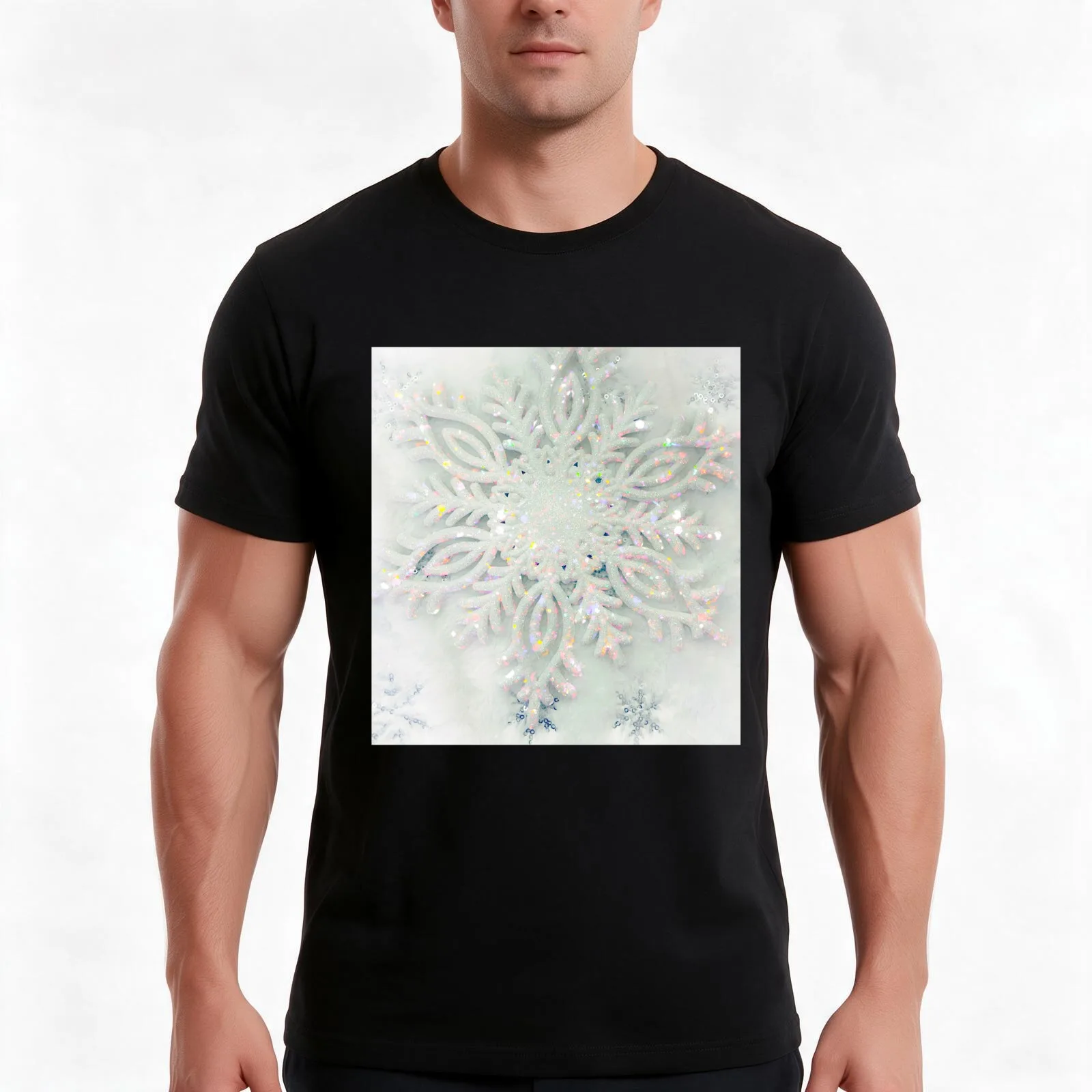 Glittery Snowflake No. 3 T-Shirt, Summer Casual Cotton Tee, Oversized Streetwear Tops, Vintage Graphic Print, Unisex Men Women