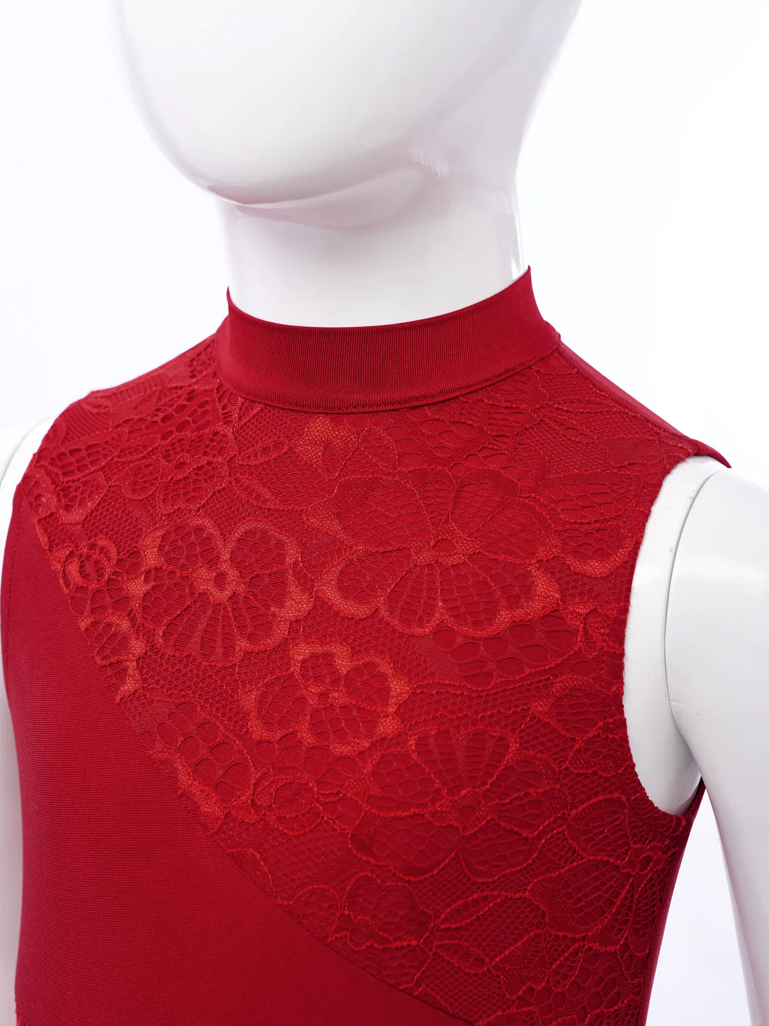 Meisje moderne lyrische balletdansjurk mouwloos bloemenkant pure mesh kunstschaatsen gymnastiek turnpakje hedendaagse danskleding