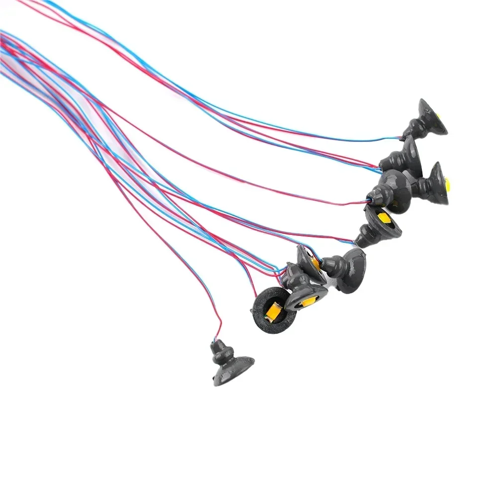 Soporte de calle a escala OO / HO, modelo de luz, postes de lámpara de pared, lámparas de techo LED, edificio gris, luz pintada, decoración de jardín y casa, 10 Uds.