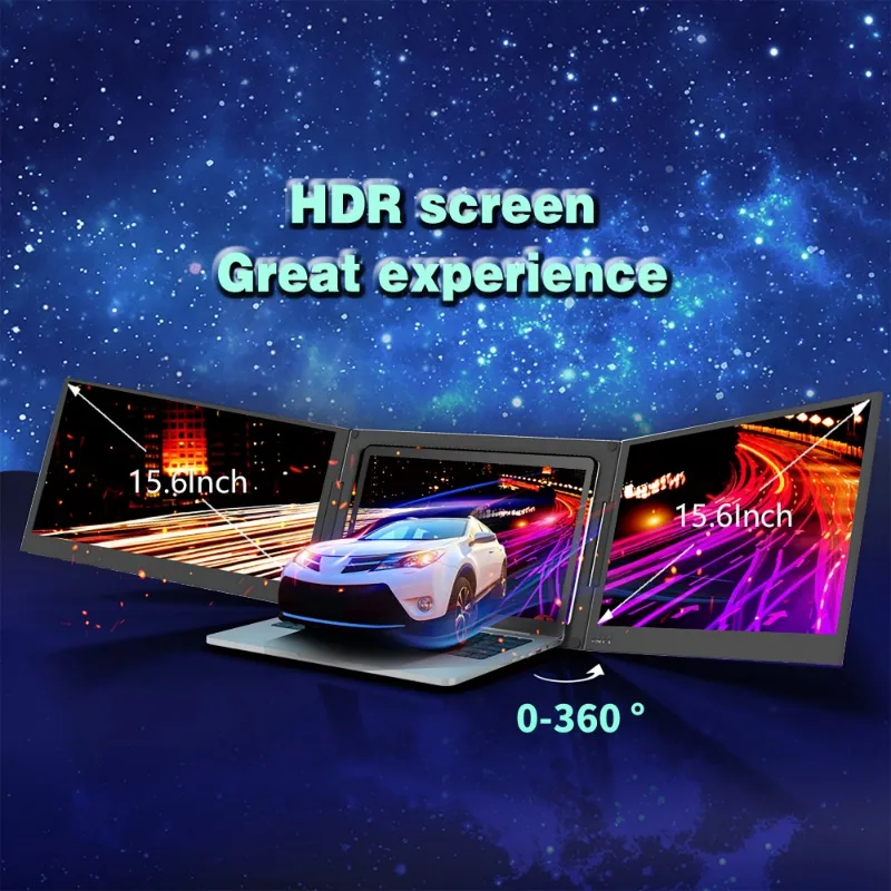 2024 New FHD 15.6inch Widescreen 16:9 Dual Screen Portable Laptop Screen Extender for Notebook Laptop Type-C Connection