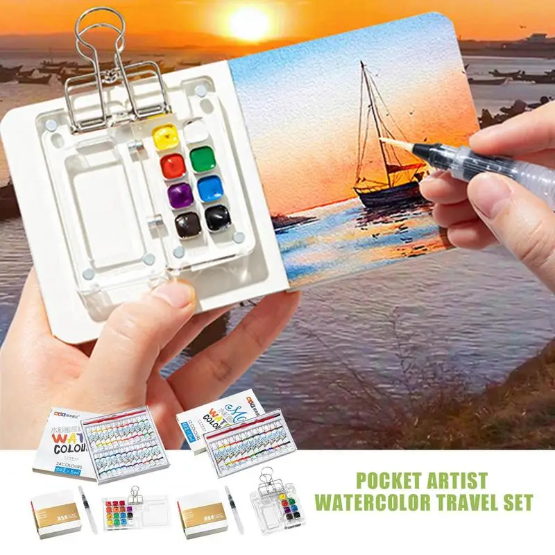 Taschen format Aquarell Farbe Set Aquarell Reise Set tragbare Aquarell Reise Set Acryl Aquarell Palette Reise künstler