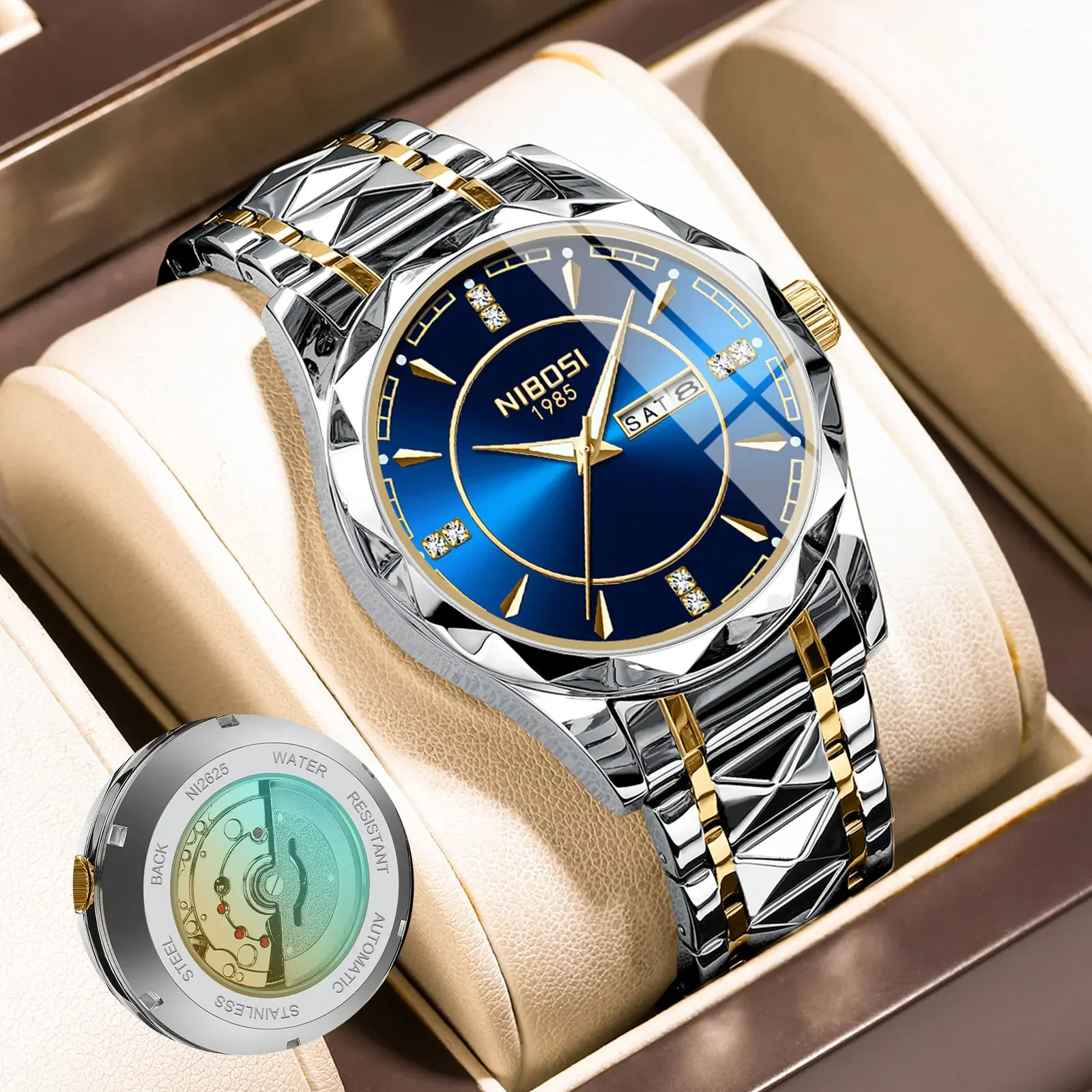 NIBOSI Top Brand Luxury Man Wristwatch Waterproof Luminous Date Week Men Watches Stainless Steel Quartz Men's Watch Male reloj